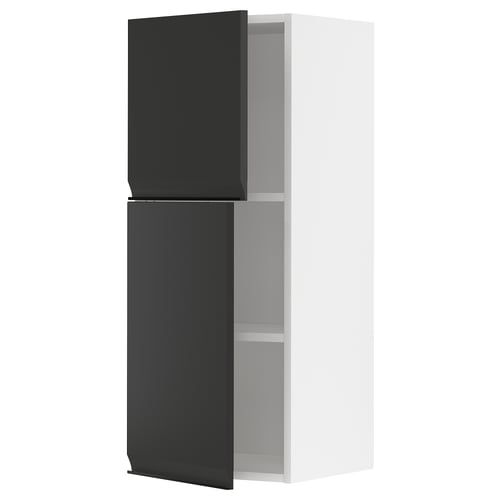 METOD kitchen cabinet, black, rectangular, minimalist design. Two doors, white frame.