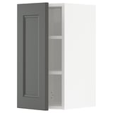 IKEA METOD kitchen cabinet, dark grey with two shelves, rectangular shape.