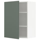 METOD wall cabinet, gray-green, modern, square, open shelf design.