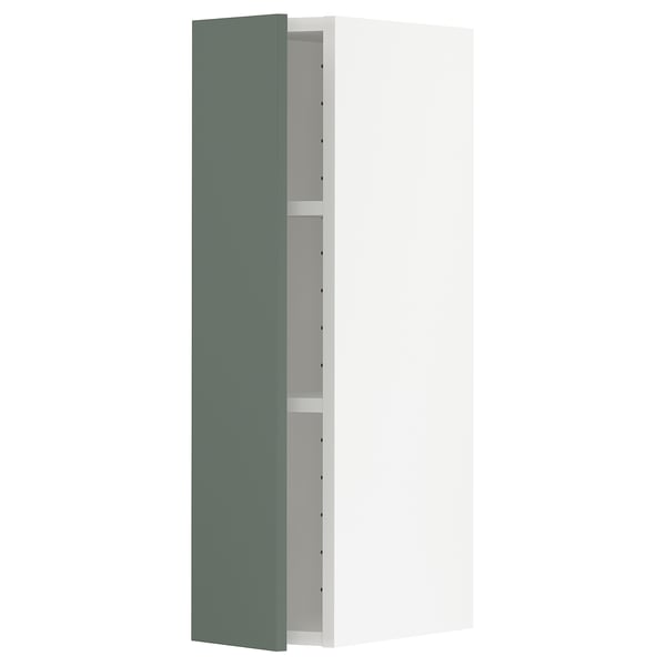 METOD kitchen unit in grey-green with two shelves, tall and rectangular.