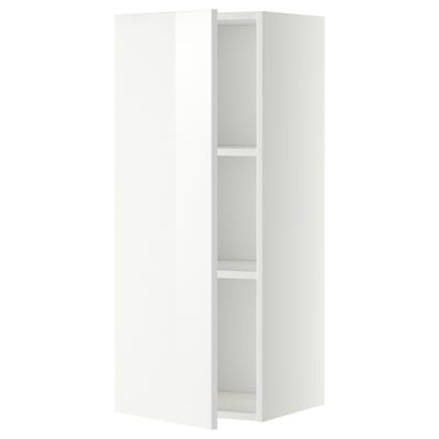 White high gloss METOD kitchen cabinet with adjustable shelf.