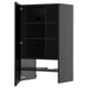 A modern, stylish METOD kitchen cabinet in black with a sleek finish. It multiple shelves inside and doors that can be installed on either side.