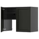 Black wall cabinet with one door open, revealing interior shelves. Modern design, part of the METOD kitchen system.