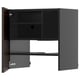METOD wall cabinet in gray; square, dark brown door; wooden trim, adjustable shelf.