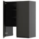 Black kitchen cabinet with two open shelves, matte finish, square shape.