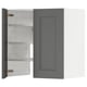 Modern grey METOD cabinet, square shape, three shelves, adjustable, snap hinges.