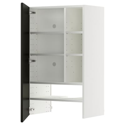 METOD white storage cabinet with open door, two shelves.