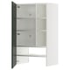 METOD cabinet, white with 3 shelves, open door revealing interior.