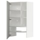 White METOD kitchen cabinet, light grey, modern design, squared shape, three shelves.