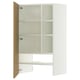 A white METOD cabinet with an oak door, featuring three shelves inside. The design is modern and minimalistic.