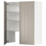 A beige ikea METOD kitchen cabinet with a shaker-style design and adjustable shelves.