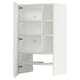 An open white METOD cabinet with shelves and hinges.