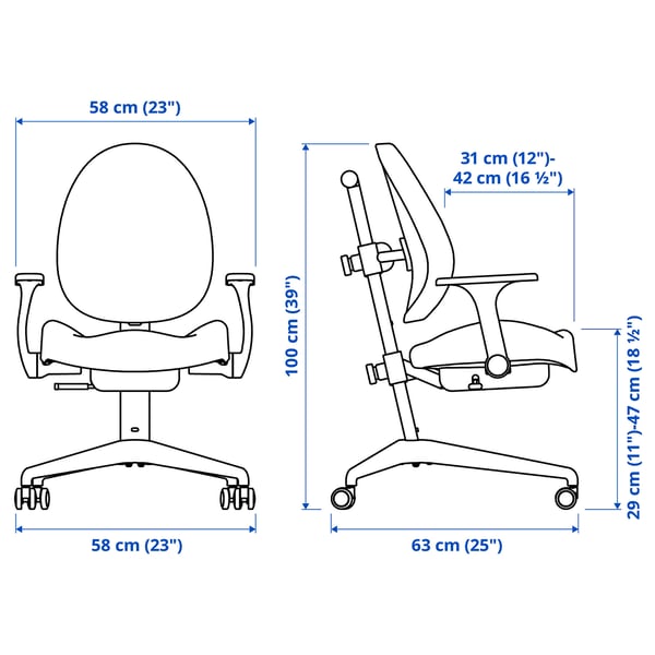 Illustration with measurements for the product: MICKE.