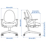 Illustration with measurements for the product: MICKE.