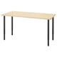 MITTCIRKEL desk in light wood with black adjustable legs.