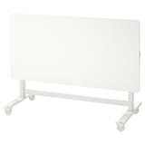 MITTZON: white foldable meeting table on wheels, modern design for easy mobility and storage.