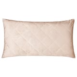 Beige velvet cushion, soft & luxurious, diamond pattern, rectangular shape, zip closure.