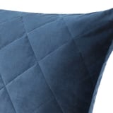 Dark blue velvet cushion cover with diamond stitching, showcasing luxurious texture and quality.