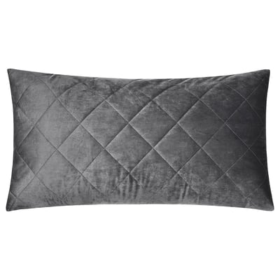 Soft grey cushion cover, diamond patterned, recycled velvet polyester, rectangular shape.