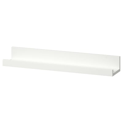 White MOSSLANDA wall shelf, rectangular shape, simple design, made from fiberboard with paper foil.