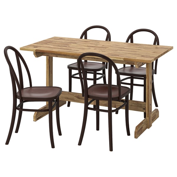 NACKANÄS light brown wooden dining set, 4-6 seats, acacia wood.