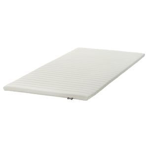 NÄSFJÄLLET white mattress pad, foam-filled, smooth fabric, rectangular, with zip.