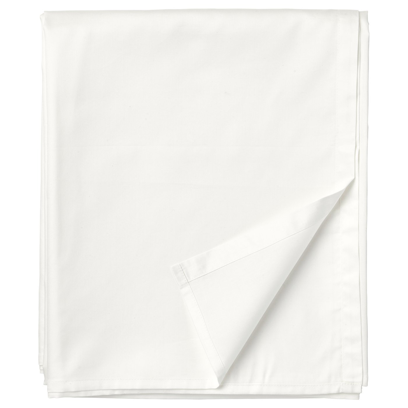 White NATTJASMIN sheets, neatly folded on white background. Made from 60% cotton, 40% lyocell, soft sateen weave.