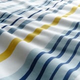 Wavy striped duvet cover, soft cotton. Bright yellow and blue stripes on white.