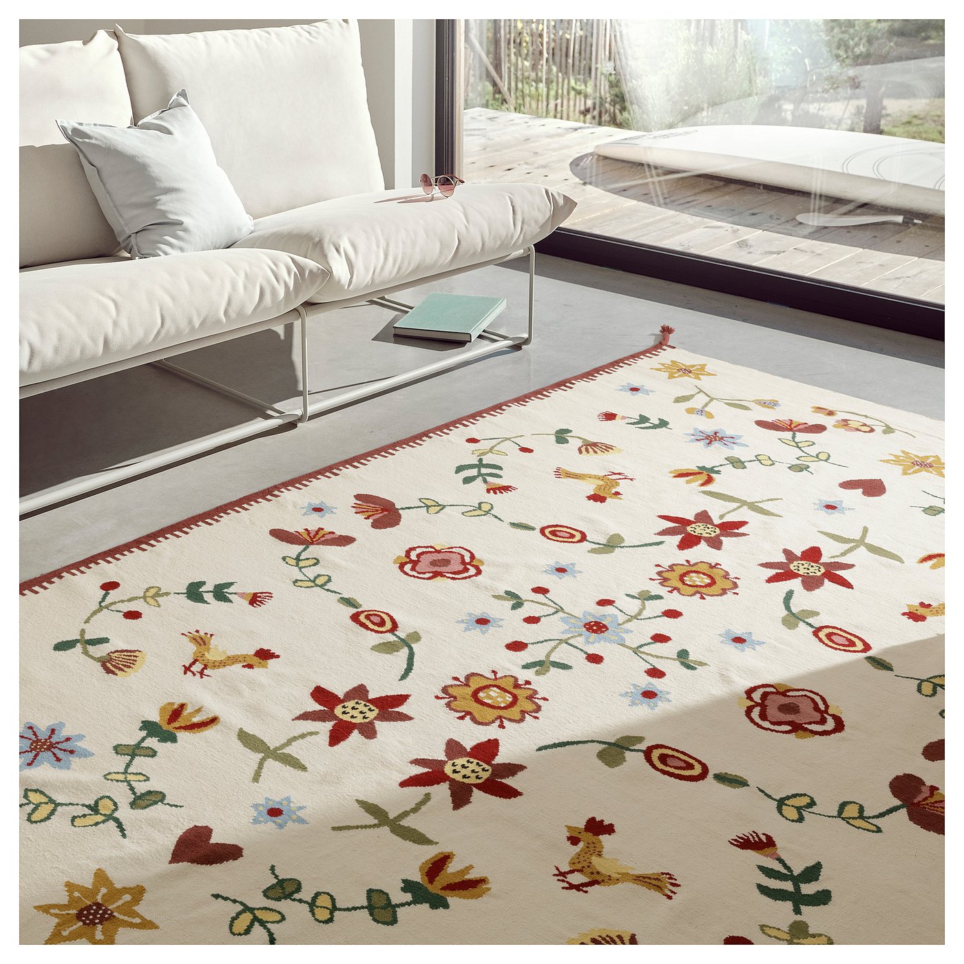 NICKGRÄS rug, flatwoven, multicolour/handmade, 200x300 cm - IKEA