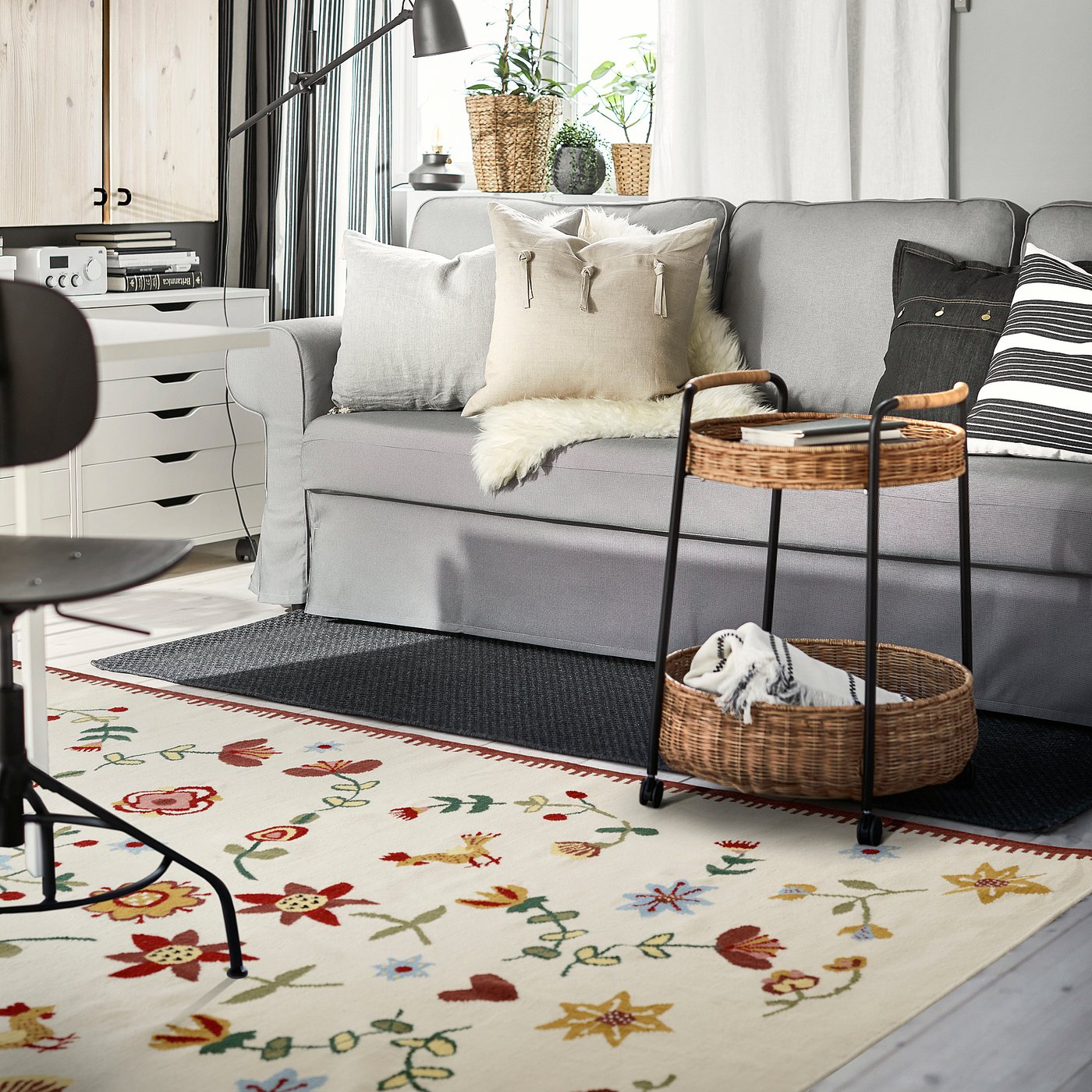 NICKGRÄS rug, flatwoven, multicolour/handmade, 200x300 cm - IKEA