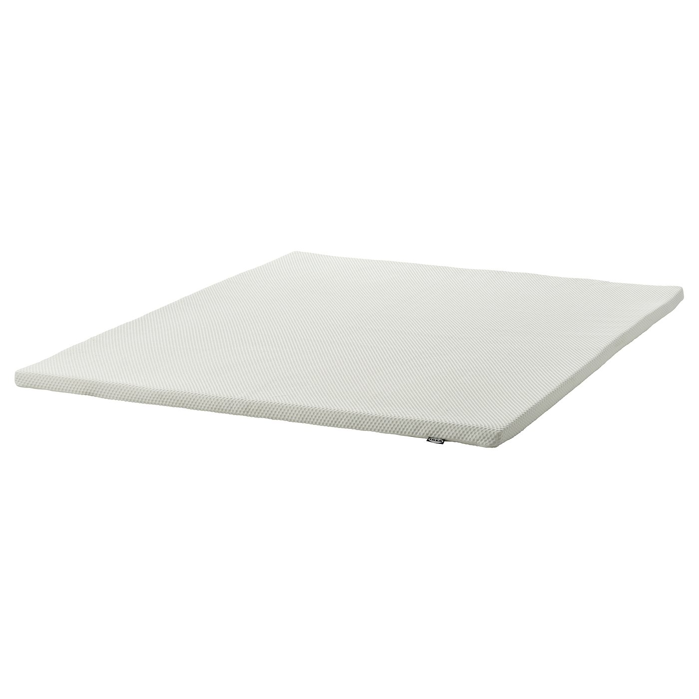White rectangular mattress pad with zip on one edge.