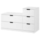NORDLI white chest, 2 & 3 drawers, sleek design, black handles, ideal storage.