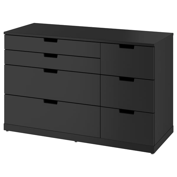 Ikea NORDLI black six-drawer chest.