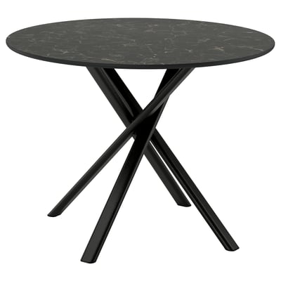 NORRMJÖLE Table, black marble effect/black, 105 cm