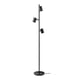 A floor lamp called NYMÅNE. It’s black with three adjustable, cylindrical lamp heads. Modern and sleek, it combines style and functionality.