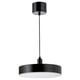A NYMÅNE black pendant lamp with a circular design and a dimmable led light source.