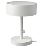 NYMÅNE lamp, white, round shape, frosted glass shade, sturdy metal base.