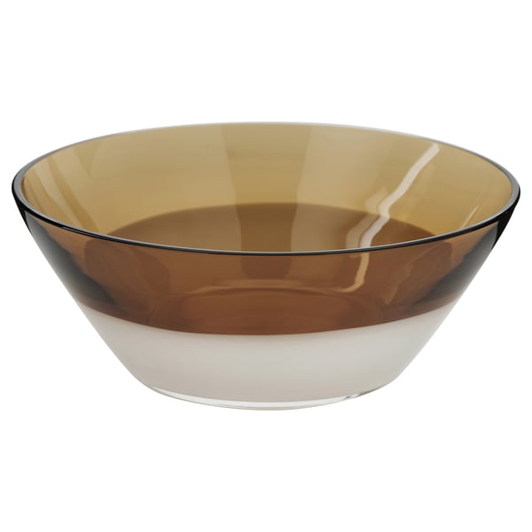 Ommaenge bowl: brown-frosted glass, round, handcrafted, with color gradient.