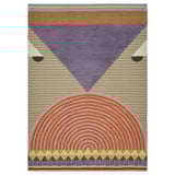 Ommaege rug: bright colors, geometric, woven wool, rectangle.