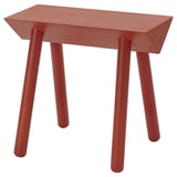 OMMJÄNGE stool - red, solid pine, triangular top, four legs, rustic yet modern.
