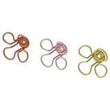 Three wire flower hooks in orange, pink, and yellow, inspired by swedish folk art.