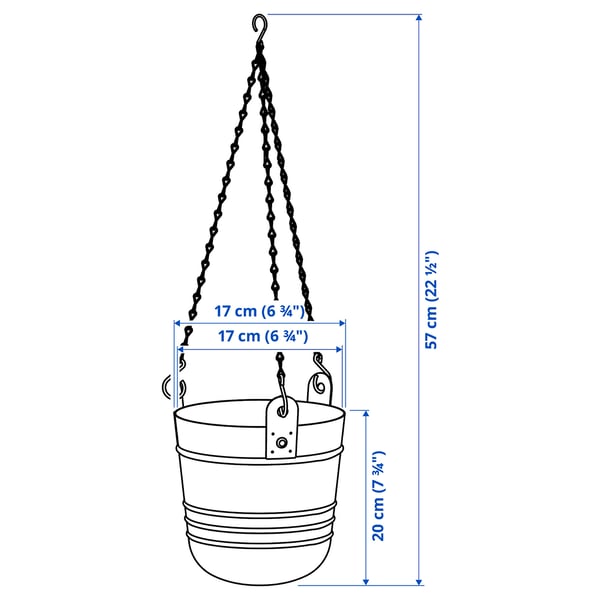 Illustration with measurements for the product: PÄRLRÖNN.