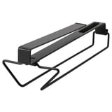 A black PÅLYCKE wine glass rack, made of powder-coated steel, designed to be mounted under shelves or cabinets to save space.