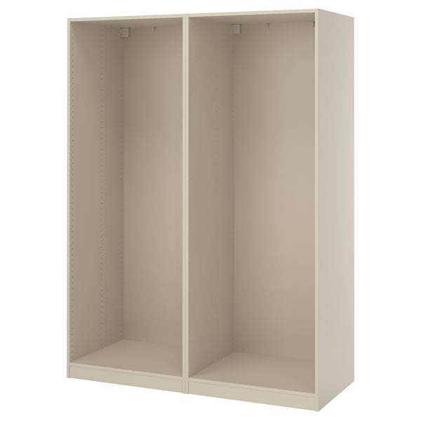 A beige PAX wardrobe frame, empty, with a rectangular shape and modern design.