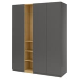 PAX / FORSAND Wardrobe combination, dark grey dark grey/oak effect, 185x60x236 cm