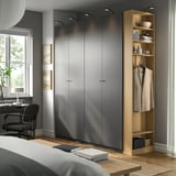 PAX / FORSAND Wardrobe combination, dark grey dark grey/oak effect, 220x60x236 cm