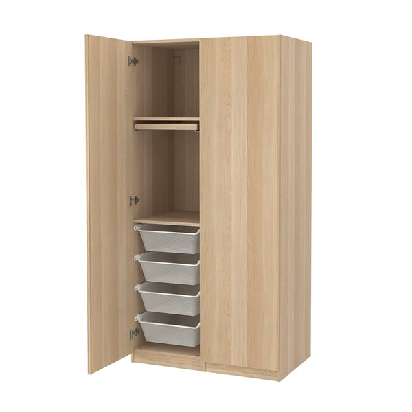 Wooden wardrobe with mesh storage & drawers