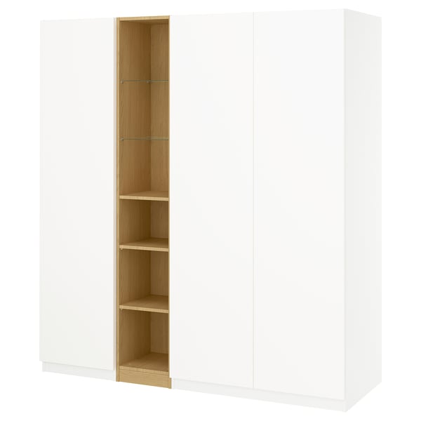 PAX / FORSAND Wardrobe combination, white white/oak effect, 185x60x201 cm