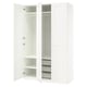 Option: A white PAX wardrobe with open doors, revealing shelves and mesh baskets.