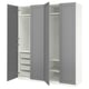 Option: A grey ikea PAX wardrobe with open doors, revealing shelves and baskets.